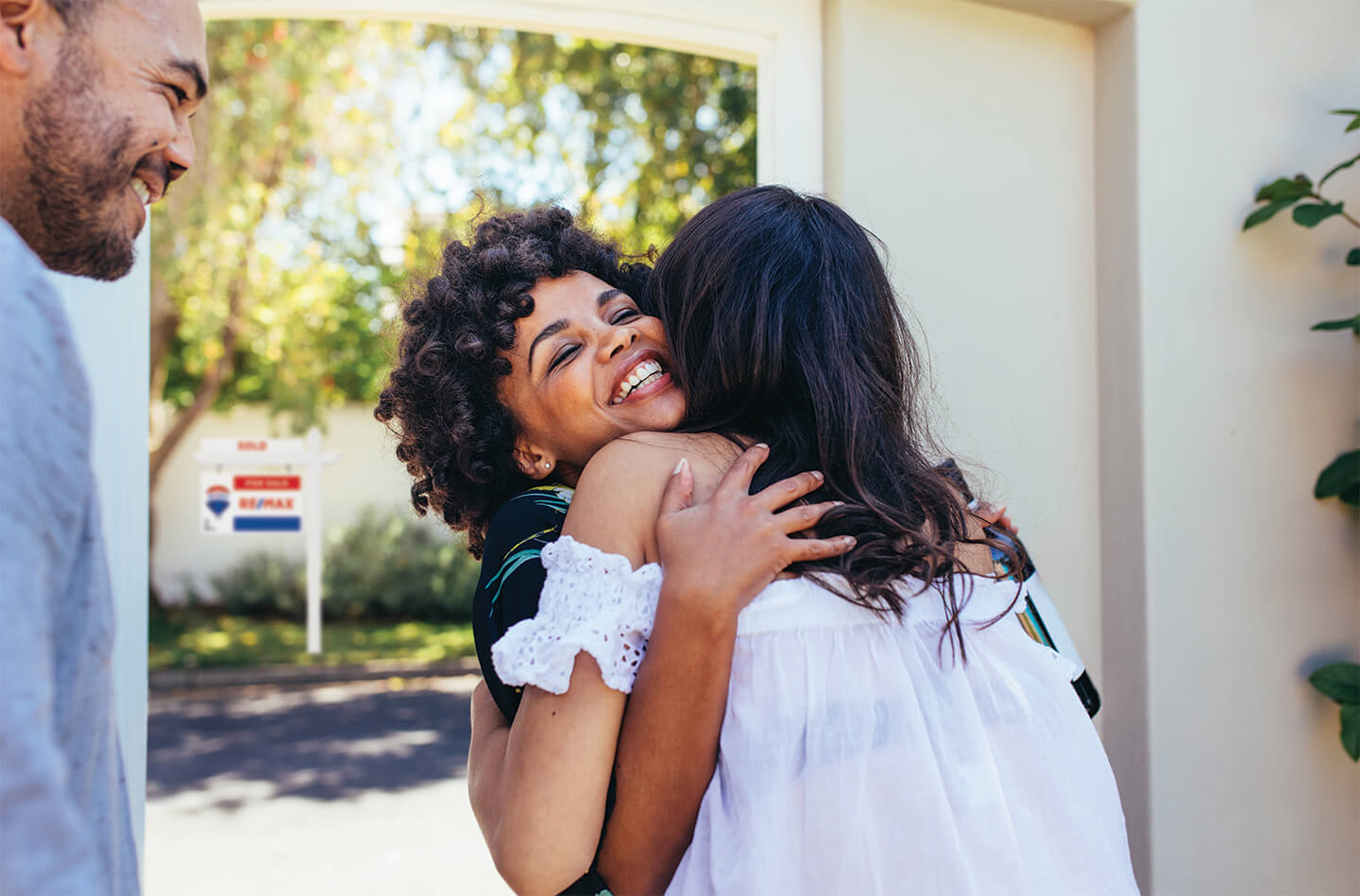 woman hugging