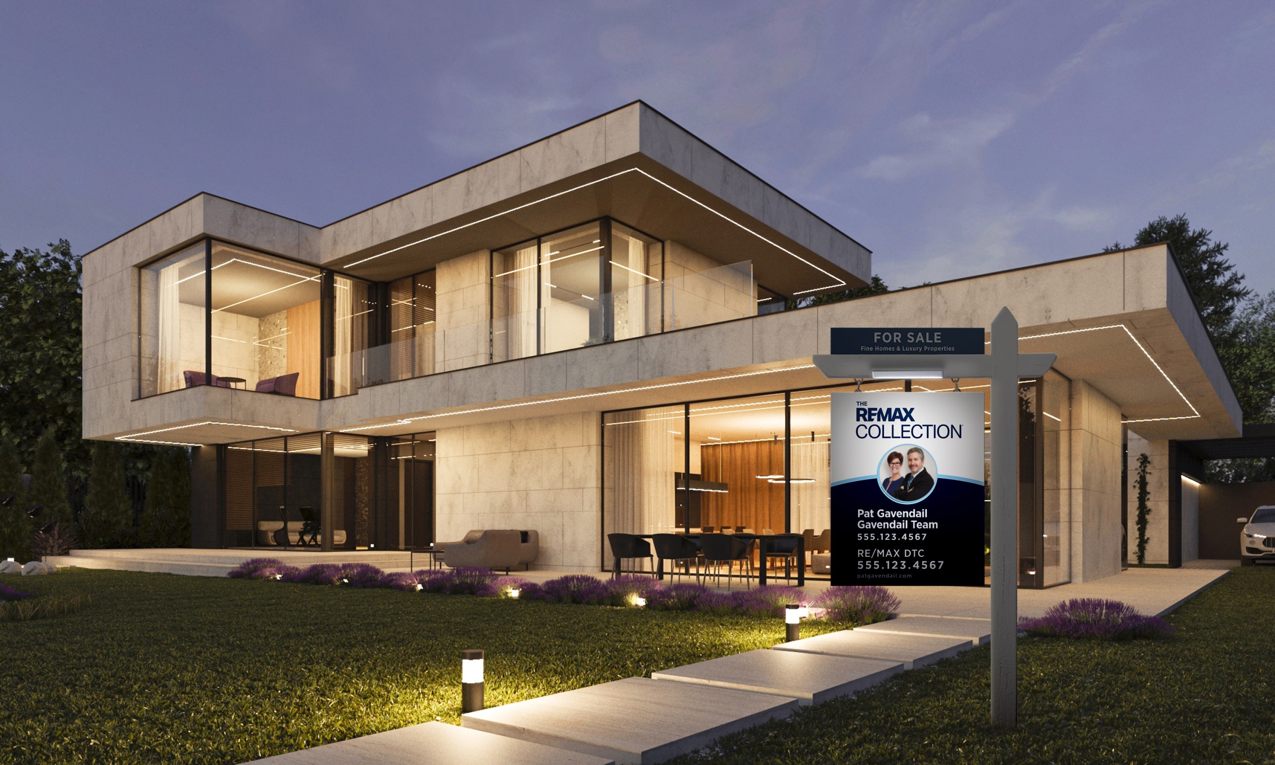 luxury home at night